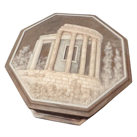 Vintage Onyx Octagonal Trinket Box – Temple Relief Design by Design Guild Intl. - Picture 10 of 10